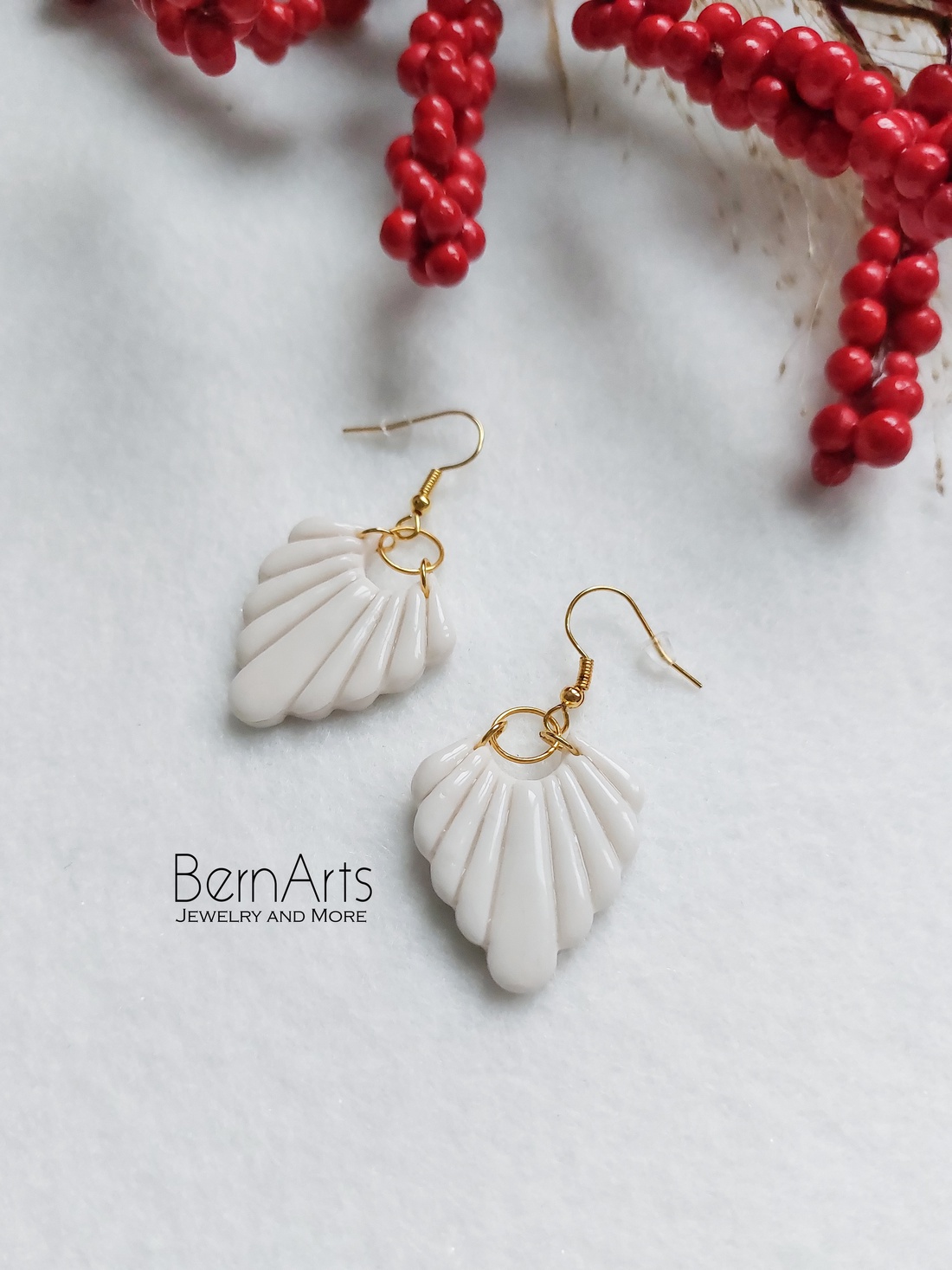 Cercei Mireasa Alb  Statement Minimal Boho - accesorii nuntă - bijuterii mireasă - cercei mireasă - Artynos.ro