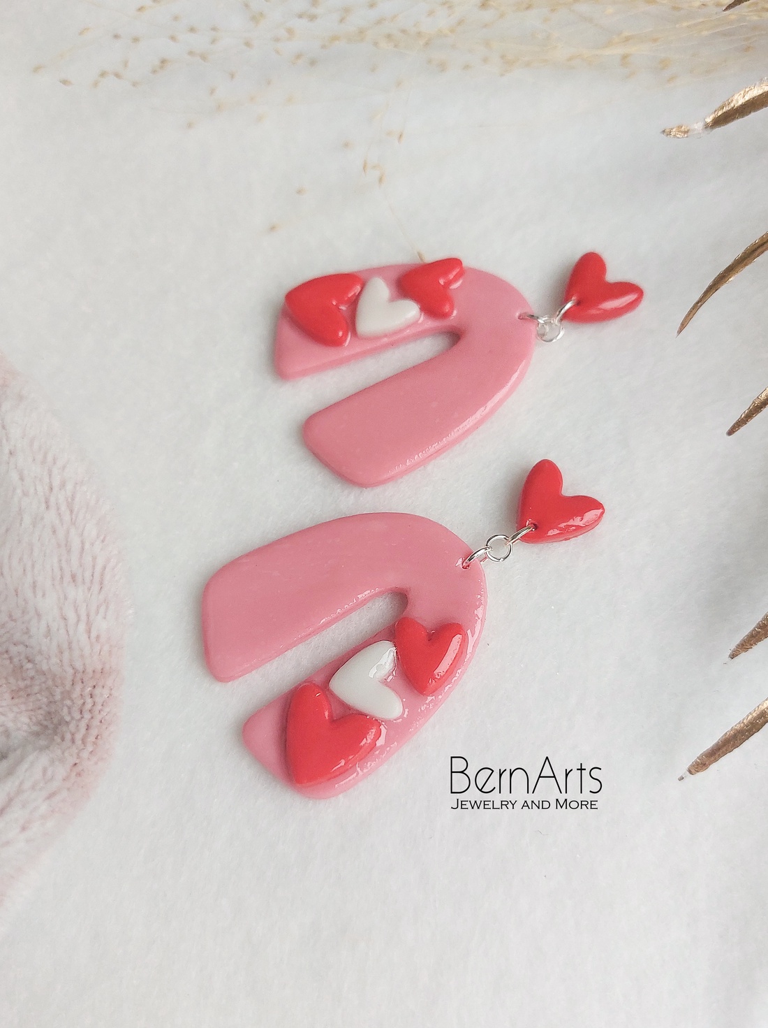 Cercei Dama Roz Statement Romantic Inimioare - bijuterii - cercei - cercei lungi - Artynos.ro