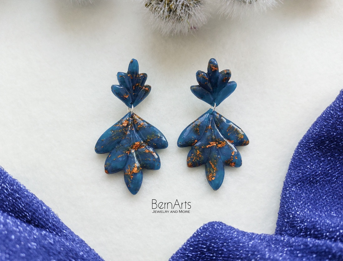 Cercei Dama Statement Albaștri Eleganți  - bijuterii - cercei - cercei lungi - Artynos.ro