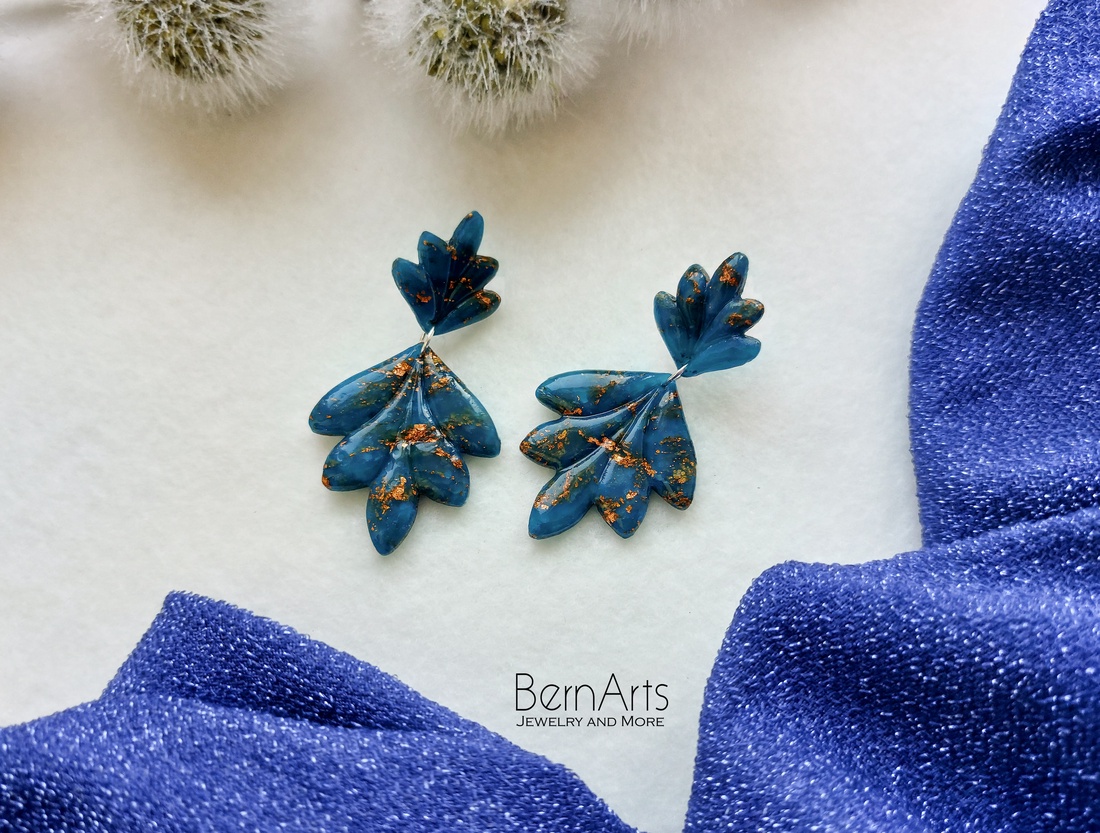 Cercei Dama Statement Albaștri Eleganți  - bijuterii - cercei - cercei lungi - Artynos.ro