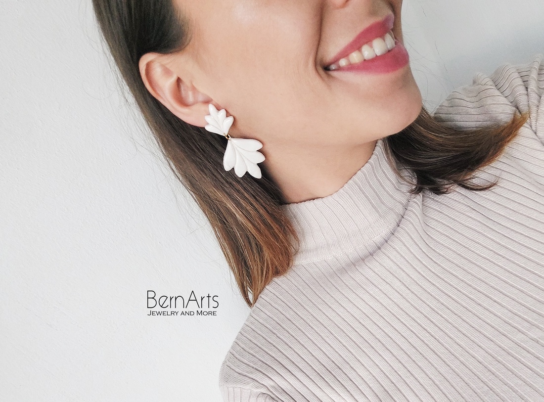 Cercei Dama Statement Verde Elegant Handmade din Lut Polimeric Otel Inoxidabil - bijuterii - cercei - cercei lungi - Artynos.ro