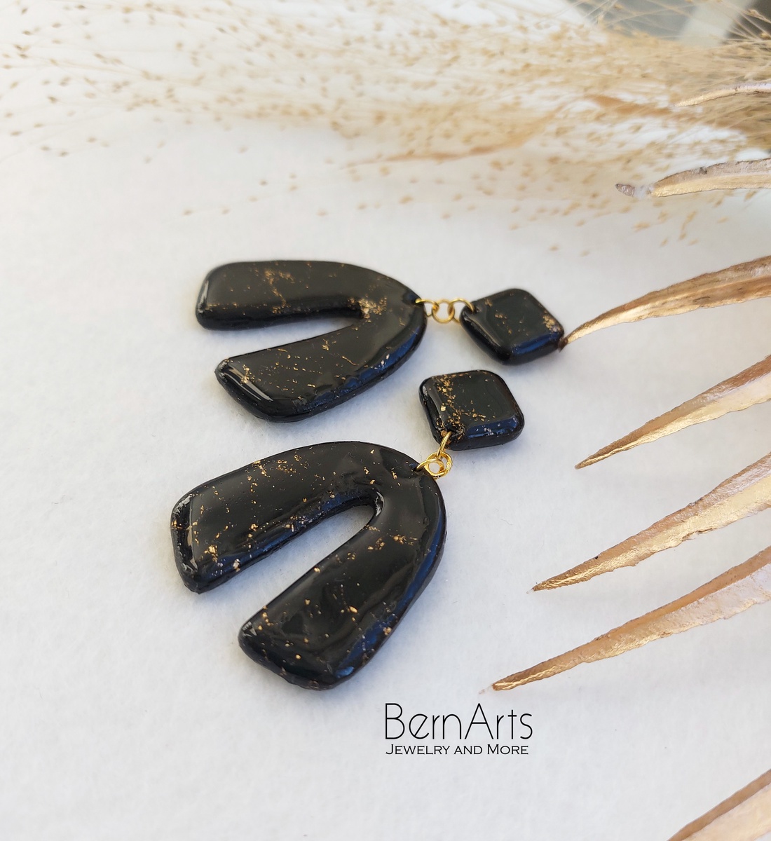 Cercei Dama Statment Evenimente Negru-Auriu Deosebit - bijuterii - cercei - cercei lungi - Artynos.ro