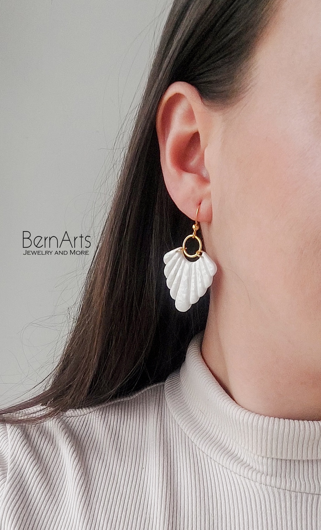 Cercei Mireasa Alb  Statement Minimal Boho cu Efect - accesorii nuntă - bijuterii mireasă - cercei mireasă - Artynos.ro