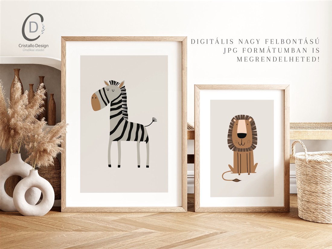 Safari animal imagine, serie poster minimal, camera de copii perete arta set 3 buc -  - Artynos.ro