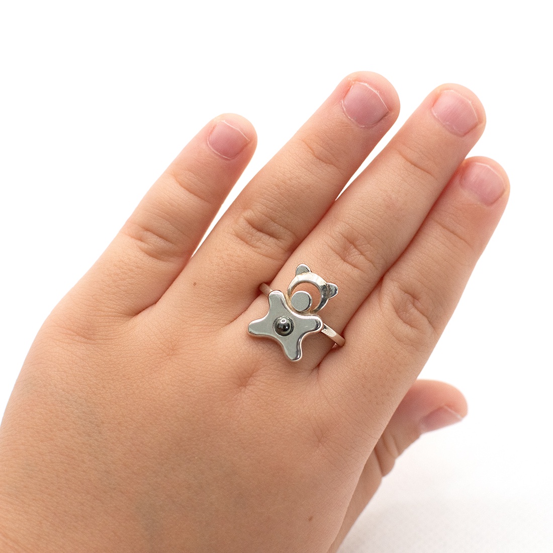 Animal-shaped, black pearl-decorated, adjustable-sized handcrafted silver ring for children - accessorii și unelte - mărgea, componente de bijuterii - alte piese - Artynos.ro Animal-shaped, black pearl-decorated, adjustable-sized handcrafted silver ring for children - accessorii și unelte - mărgea, componente de bijuterii - alte piese - Artynos.ro