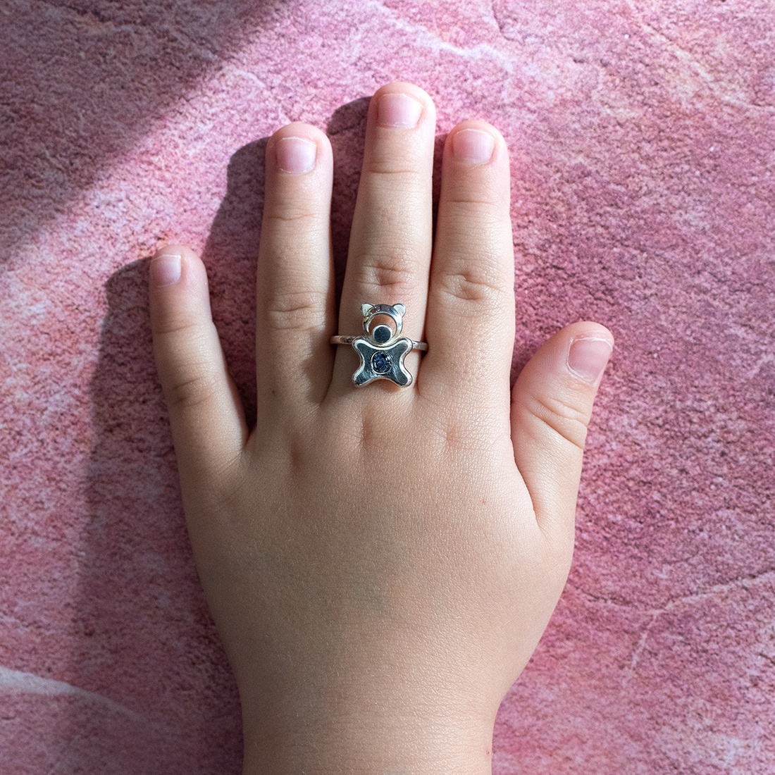Animal-shaped, amethyst stone-decorated, adjustable-sized handcrafted silver ring for children - accessorii și unelte - mărgea, componente de bijuterii - alte piese - Artynos.ro
