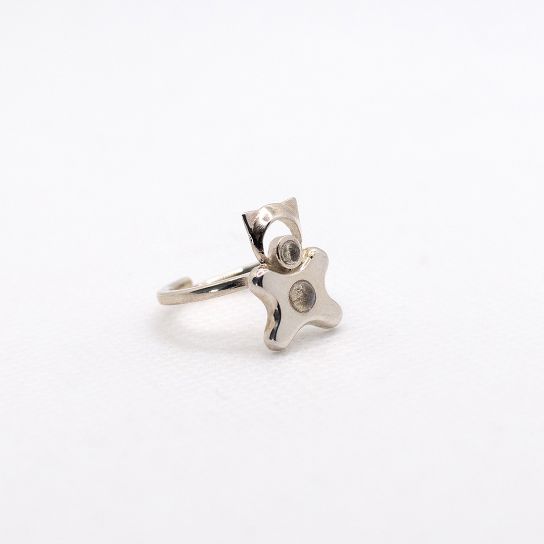 Animal-shaped, moonstone-decorated, adjustable-sized handcrafted silver ring for children - accessorii și unelte - mărgea, componente de bijuterii - alte piese - Artynos.ro