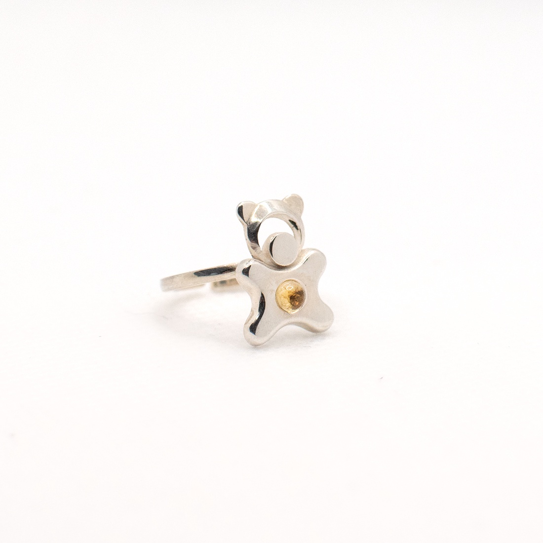 Animal-shaped, handmade sterling silver ring with a citrine gemstone, designed for children - accessorii și unelte - mărgea, componente de bijuterii - alte piese - Artynos.ro