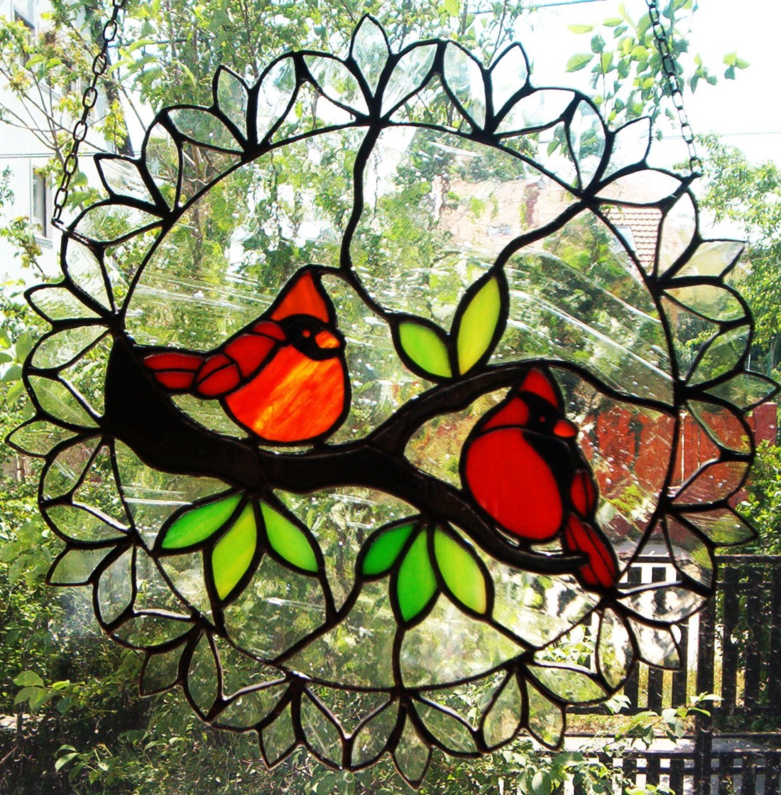 Cardinal finches tiffany fereastră decor - casă & stil de viață - accesorii pentru decorat casa - decorațiuni de geam și decorațiuni de ușă  - decor ferestre și autocolant pentru geam - Artynos.ro