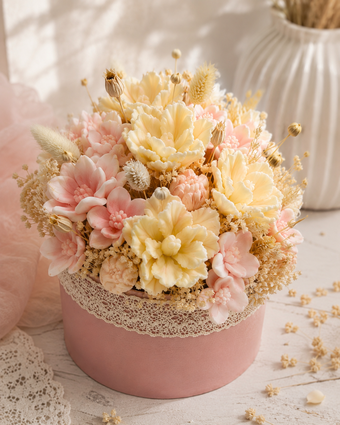 Cutie florală Blush - casă & stil de viață - decorațiuni de casă - accesorii florale - cutii cu flori - Artynos.ro