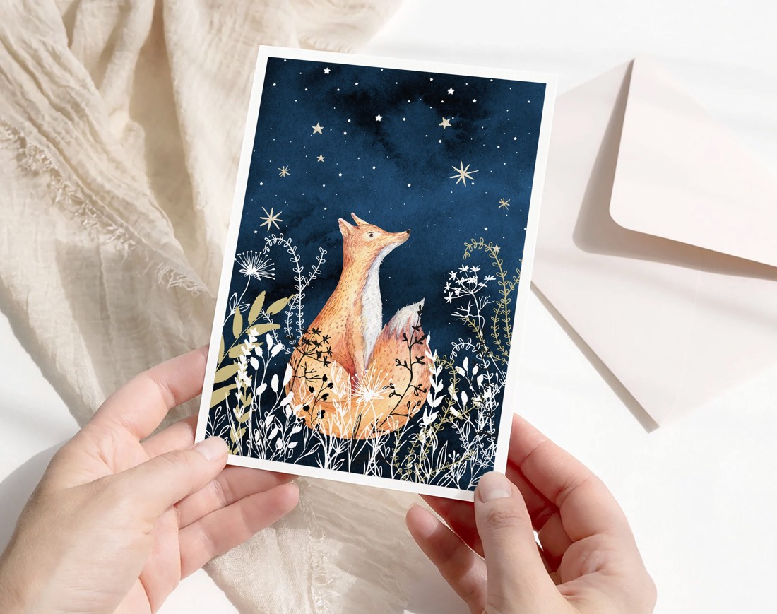 Carte poștală de Crăciun, felicitare, animal de pădure cadou companion -  - Artynos.ro