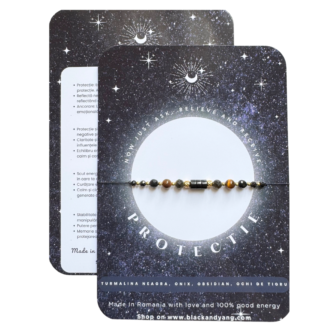 Bratara energetica mix cristale pentru protectie - turmalina neagra, onix, obsidian, ochi de tigru - auriu - bijuterii - brățări - brățară cu mărgele - Artynos.ro Bratara energetica mix cristale pentru protectie - turmalina neagra, onix, obsidian, ochi de tigru - auriu - bijuterii - brățări - brățară cu mărgele - Artynos.ro