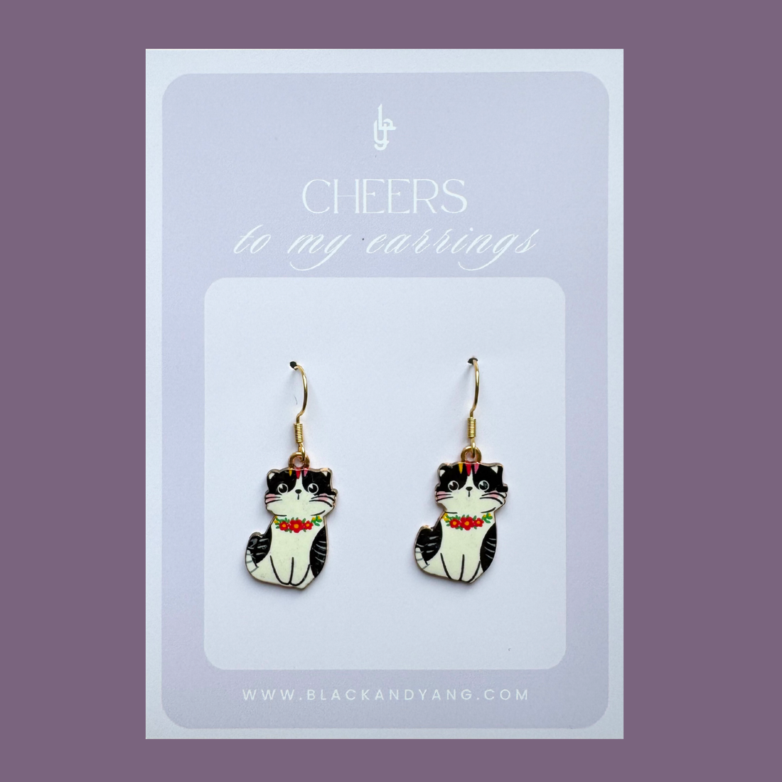 Cercei aurii cu pisici - Flowers  - bijuterii - cercei - cercei cu figurine - Artynos.ro