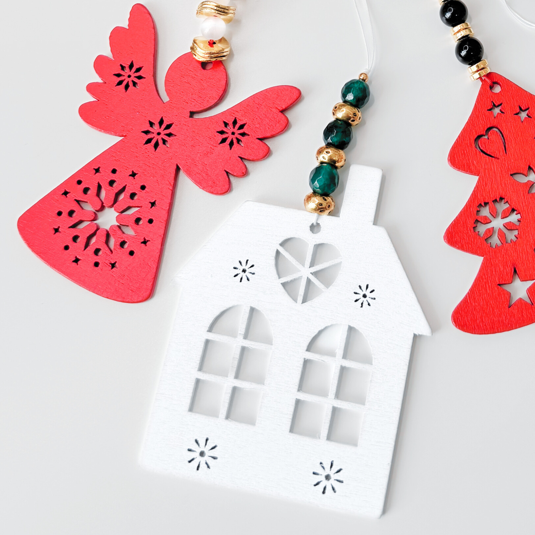 Set decoratiuni craciun / brad cu cristale - crăciun - decorațiuni de crăciun de casă - figurine pentru pomul de crăciun - Artynos.ro