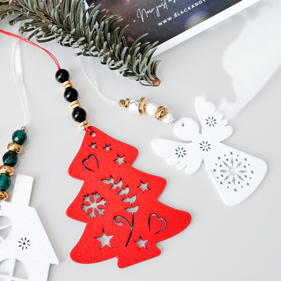 Set decoratiuni craciun / brad cu cristale - crăciun - decorațiuni de crăciun de casă - figurine pentru pomul de crăciun - Artynos.ro