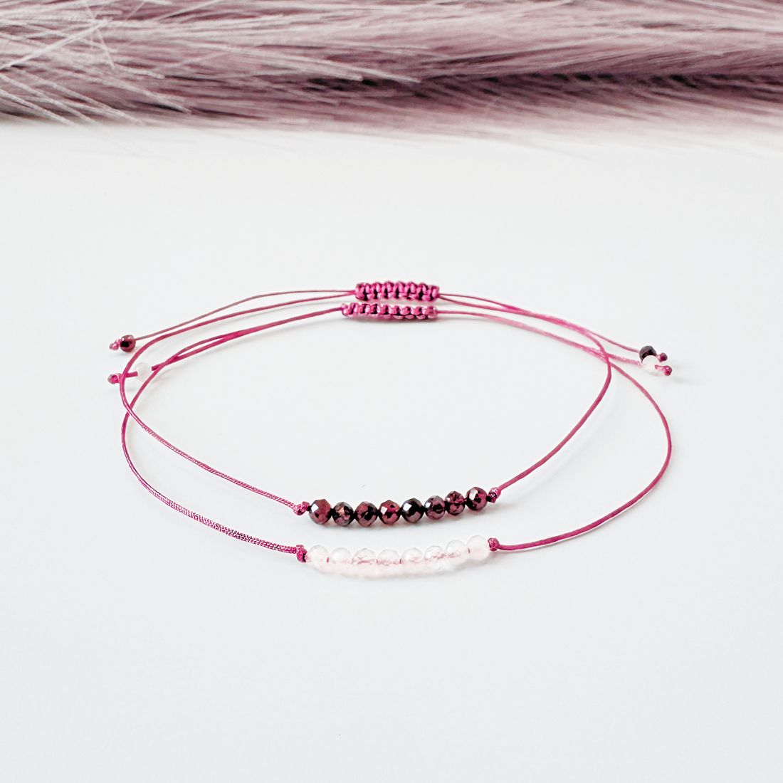 Bratara minimalista fina cu cristale - Cuart roz - bijuterii - brățări - brățări din pietre semiprețioase - Artynos.ro
