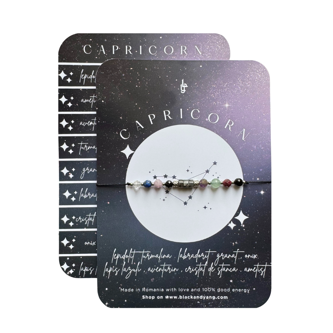 Bratara reglabila argintie Zodia Capricorn din 9 cristale naturale si otel inoxidabil  - bijuterii - brățări - brățări din pietre semiprețioase - Artynos.ro