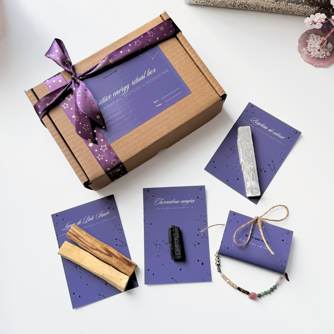 Positive Energy Ritual Box � Set Cadou cu Cristale, Palo Santo și Selenit - casă & stil de viață - seturi de cadou - Artynos.ro