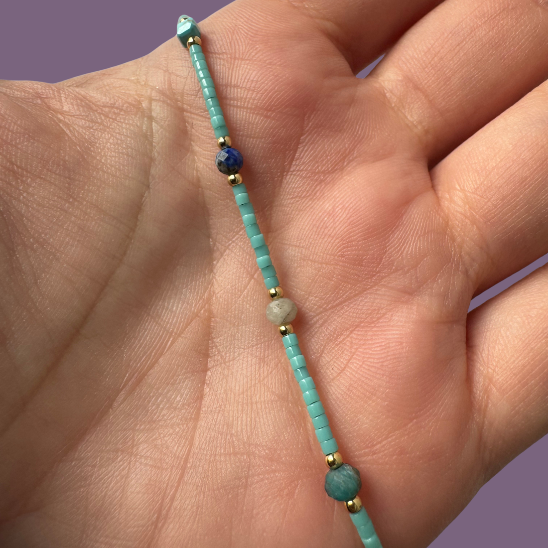 Bratara turcoaz cu lapis lazuli, apatit, acvamarin, turcoaz si amazonit - bijuterii - brățări - brățări din pietre semiprețioase - Artynos.ro