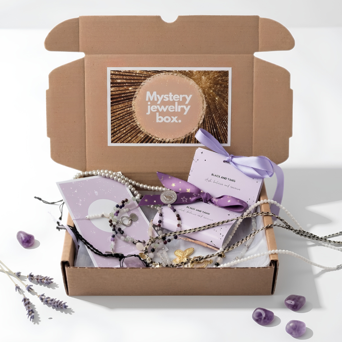Cutie cadou surpriză Jewelry Mystery Box � Bijuterii din pietre naturale și accesorii din oțel inoxidabil - bijuterii - brățări - brățări din pietre semiprețioase - Artynos.ro