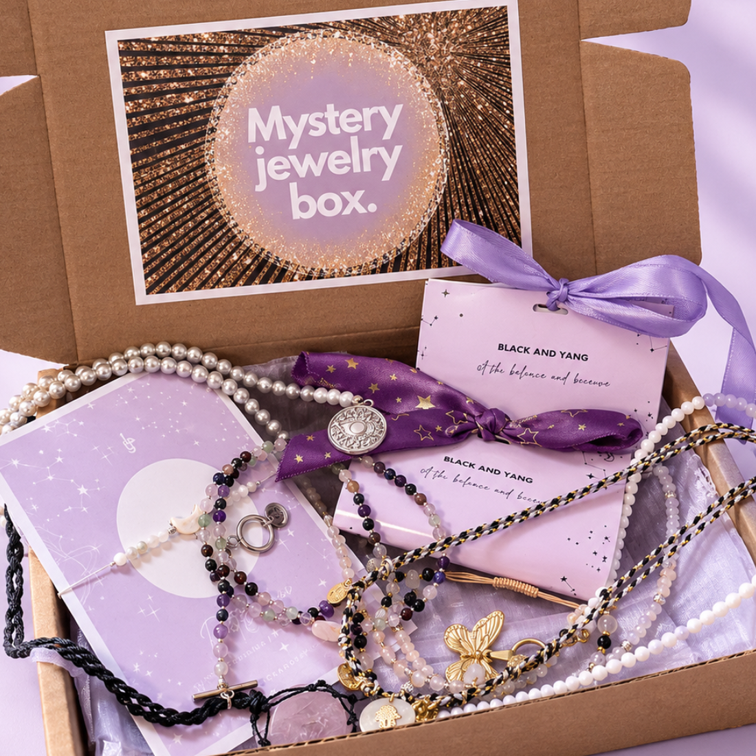 Cutie cadou surpriză Jewelry Mystery Box � Bijuterii din pietre naturale și accesorii din oțel inoxidabil - bijuterii - brățări - brățări din pietre semiprețioase - Artynos.ro