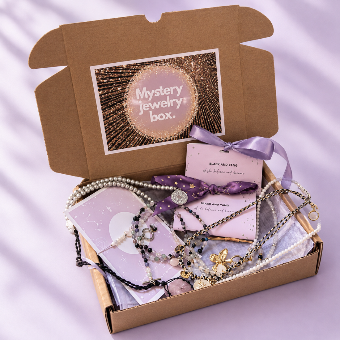 Cutie cadou surpriză Jewelry Mystery Box � Bijuterii din pietre naturale și accesorii din oțel inoxidabil - bijuterii - brățări - brățări din pietre semiprețioase - Artynos.ro
