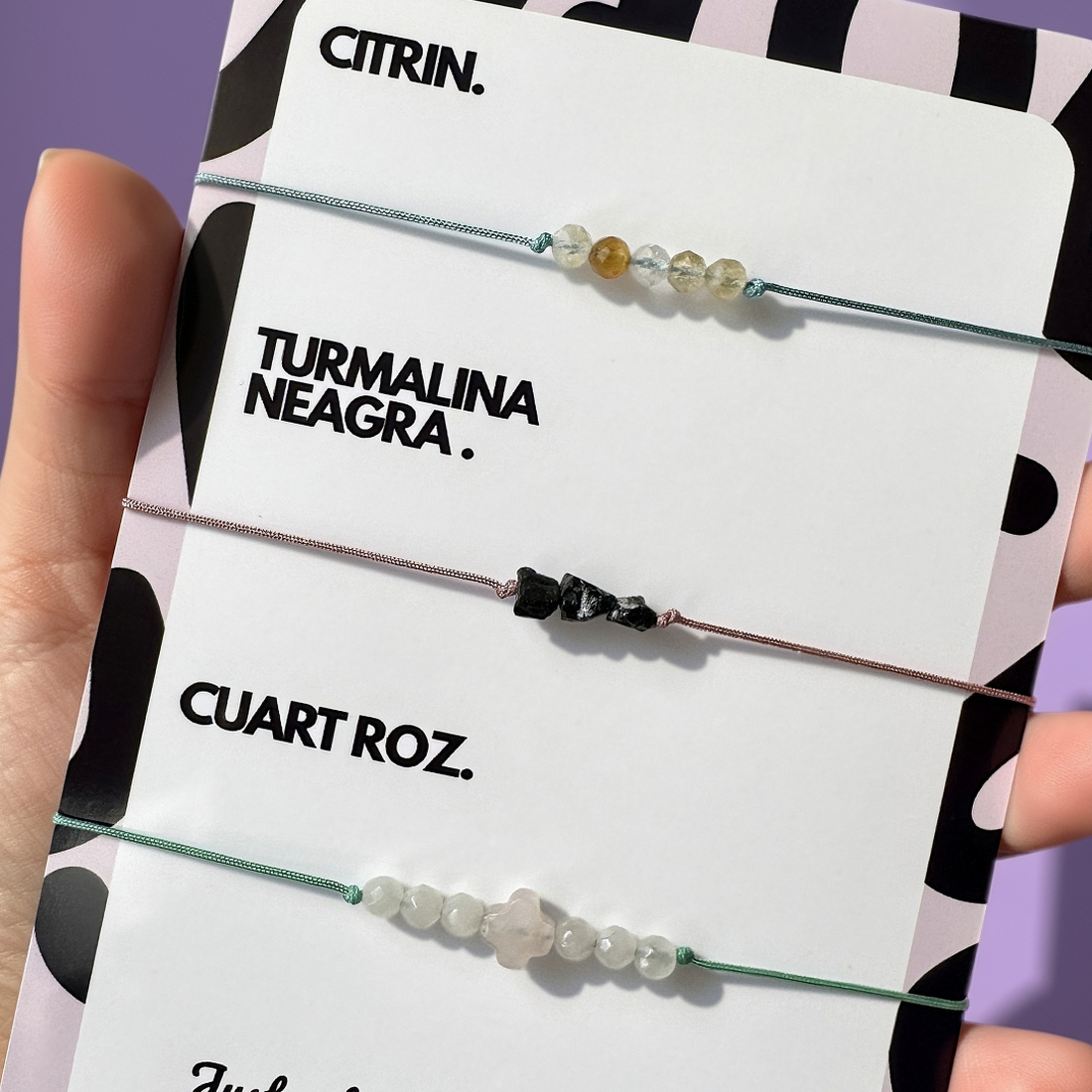 Set 3 Brățări Reglabile din Cristale Naturale � Citrin, Turmalină Neagră și Cuarț Roz - bijuterii - brățări - brățări din pietre semiprețioase - Artynos.ro