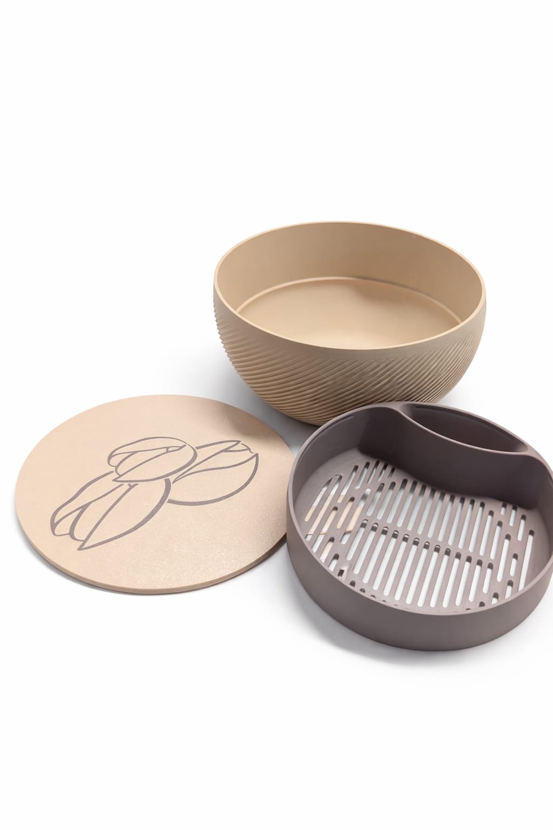 Bol pentru fistic și semințe, 17 cm, crem/maro, cu compartiment pentru coji - casă & stil de viață - decorațiuni de casă - decorațiuni de masă și rafturi - boluri decorative - Artynos.ro