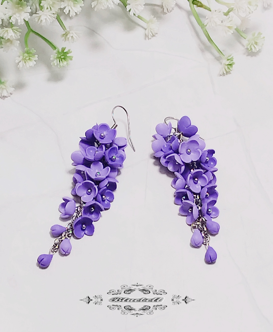 Cercei lungi cu flori de liliac - bijuterii - cercei - cercei agățați - Artynos.ro Cercei lungi cu flori de liliac - bijuterii - cercei - cercei agățați - Artynos.ro
