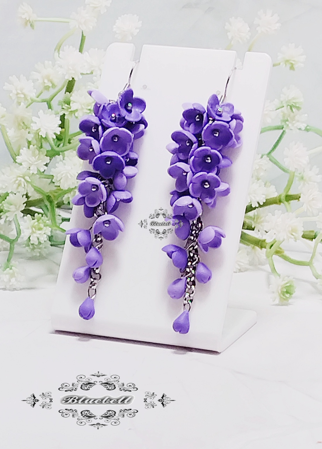 Cercei lungi cu flori de liliac - bijuterii - cercei - cercei agățați - Artynos.ro Cercei lungi cu flori de liliac - bijuterii - cercei - cercei agățați - Artynos.ro