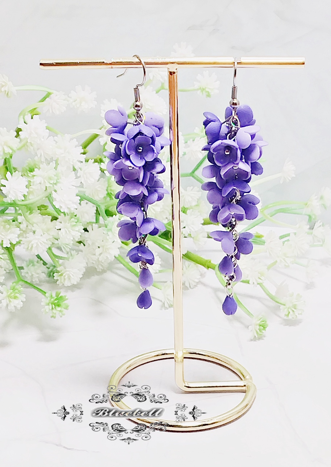Cercei lungi cu flori de liliac - bijuterii - cercei - cercei agățați - Artynos.ro Cercei lungi cu flori de liliac - bijuterii - cercei - cercei agățați - Artynos.ro