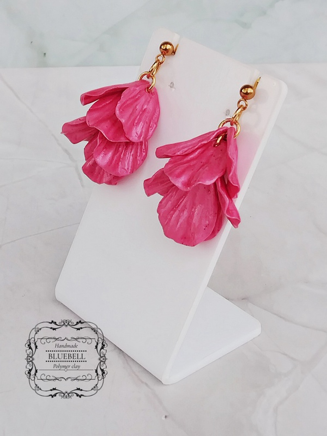 Cercei cu petale sidefate - bijuterii - cercei - cercei lungi - Artynos.ro