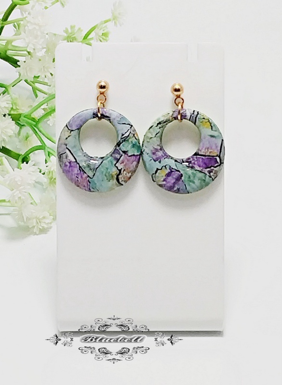 Cercei rotunzi cu rășină - bijuterii - cercei - cercei din rășină - Artynos.ro