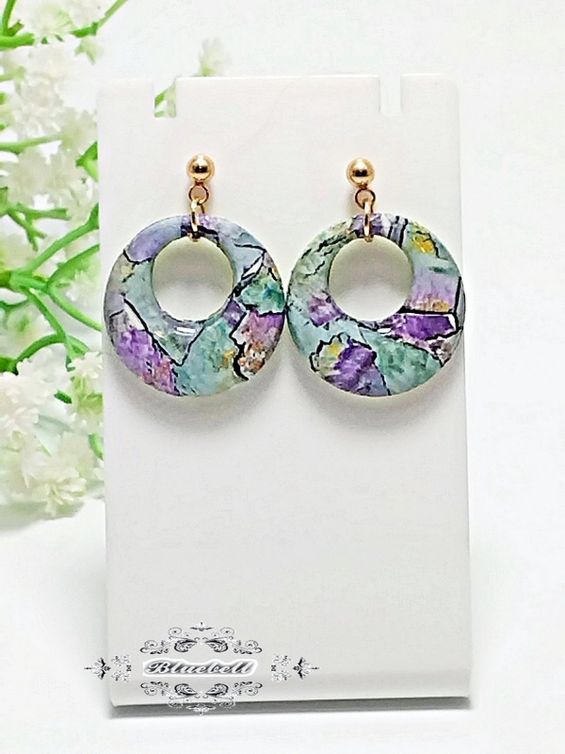 Cercei rotunzi cu rășină - bijuterii - cercei - cercei din rășină - Artynos.ro