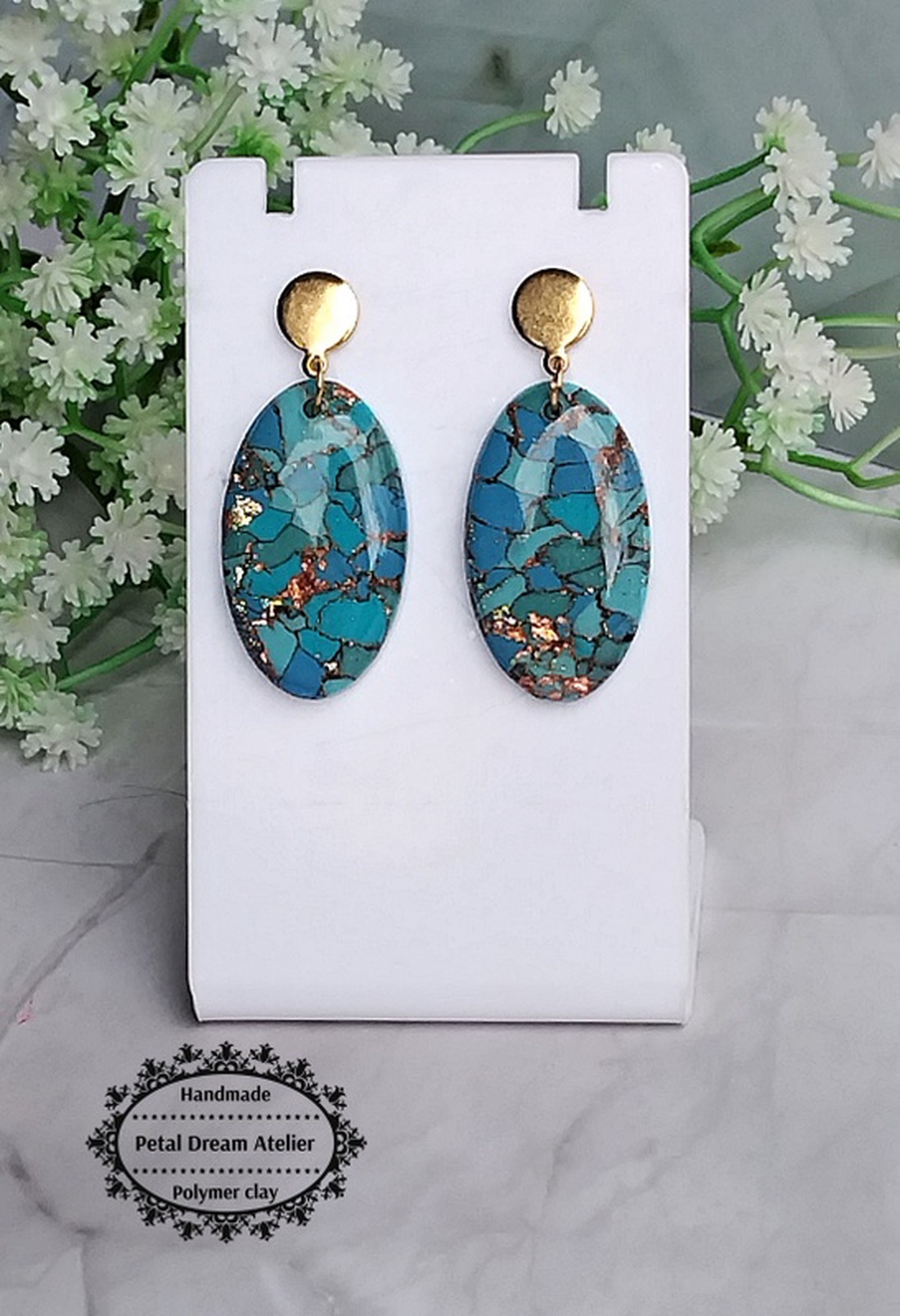 Cercei ovali cu rășină - bijuterii - cercei - cercei din rășină - Artynos.ro