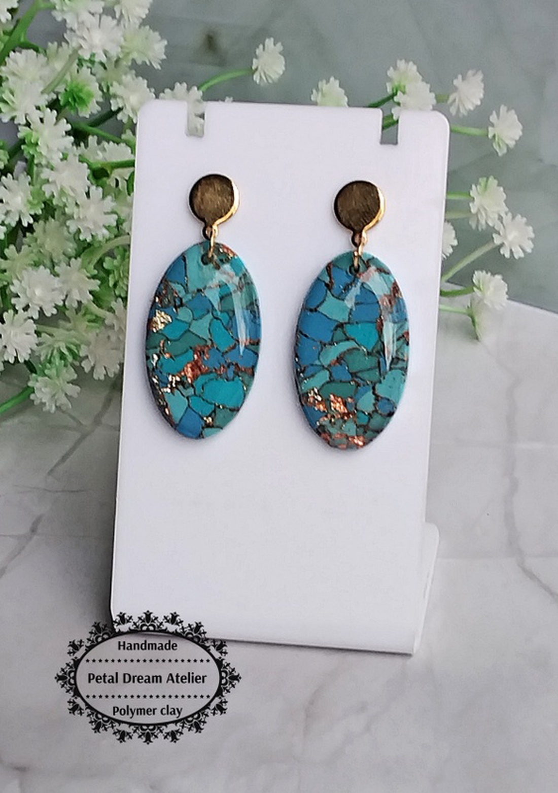 Cercei ovali cu rășină - bijuterii - cercei - cercei din rășină - Artynos.ro