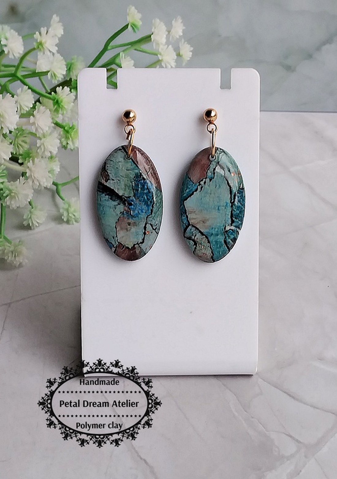 Cercei ovali cu rășină - bijuterii - cercei - cercei din rășină - Artynos.ro
