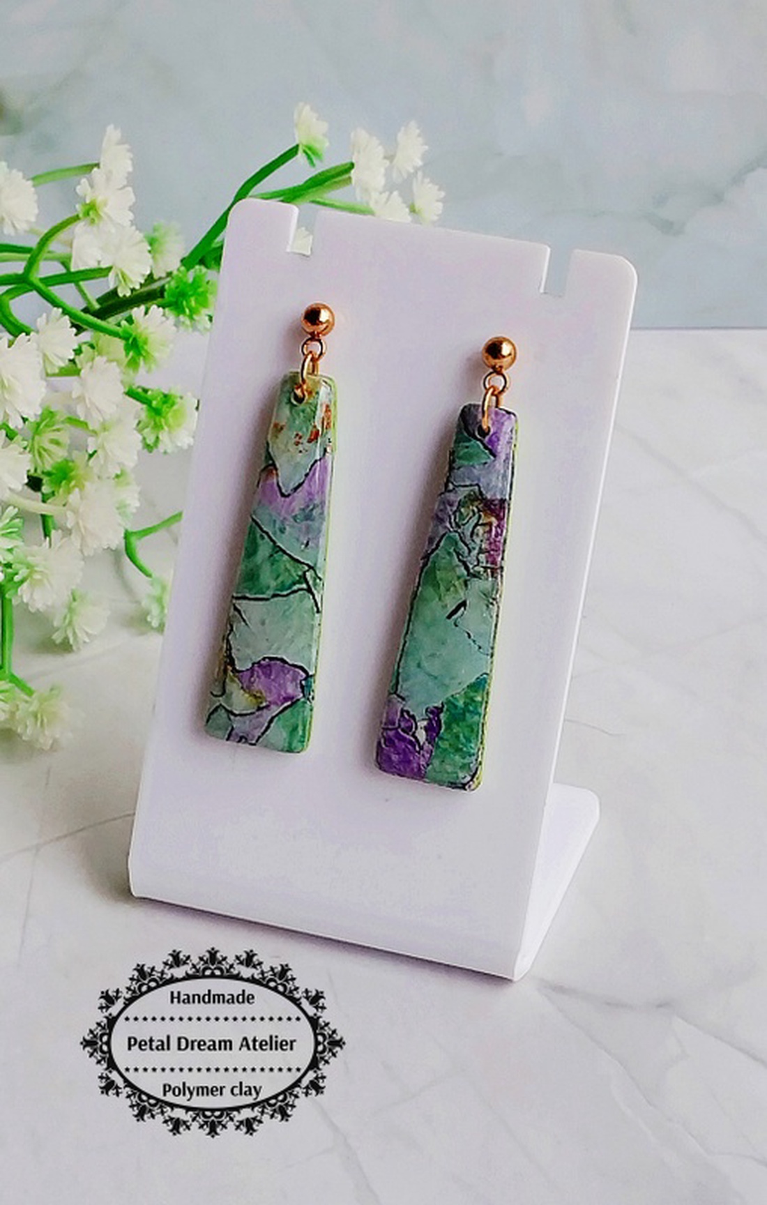 Cercei lungi cu rășină - bijuterii - cercei - cercei din rășină - Artynos.ro