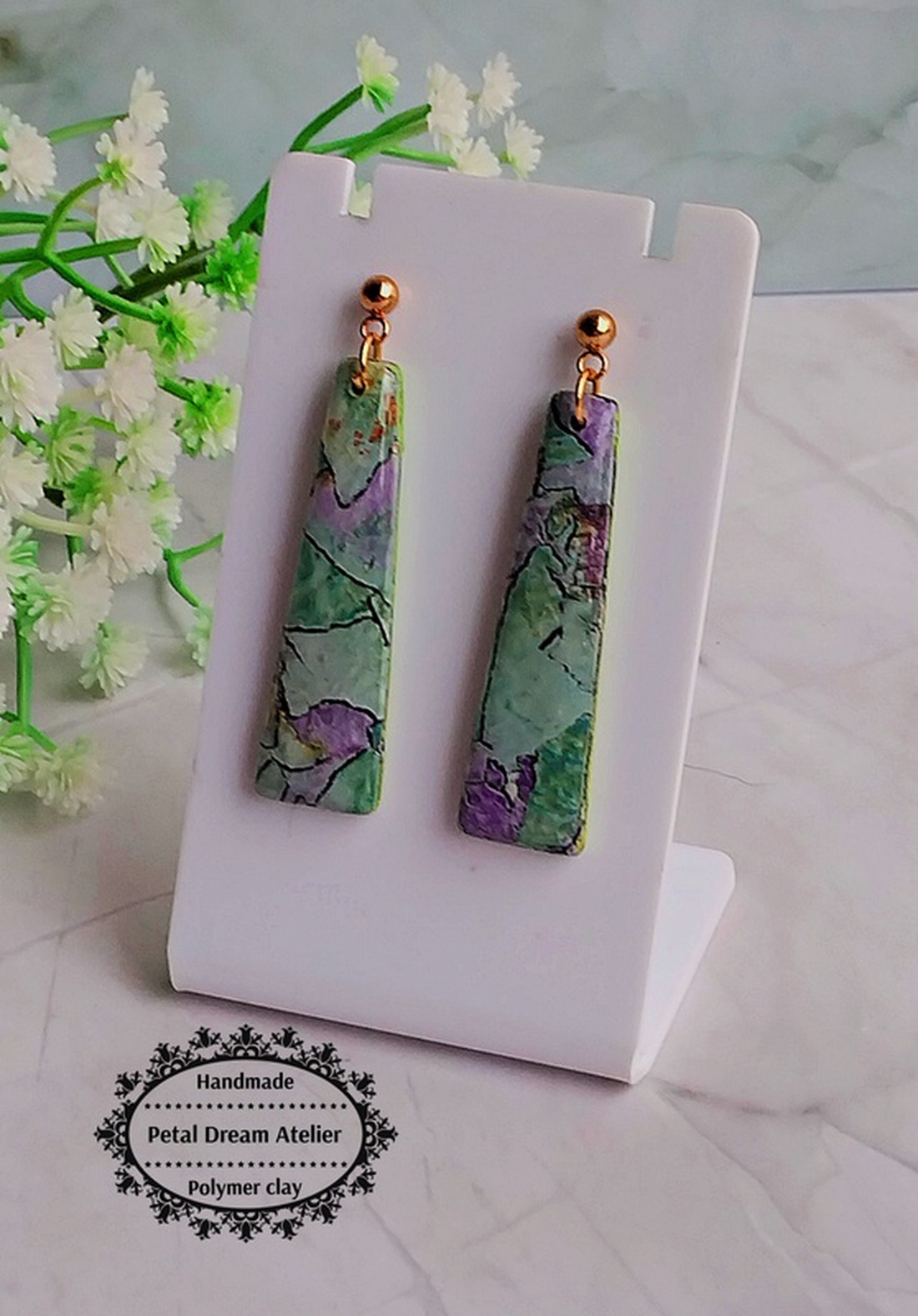 Cercei lungi cu rășină - bijuterii - cercei - cercei din rășină - Artynos.ro