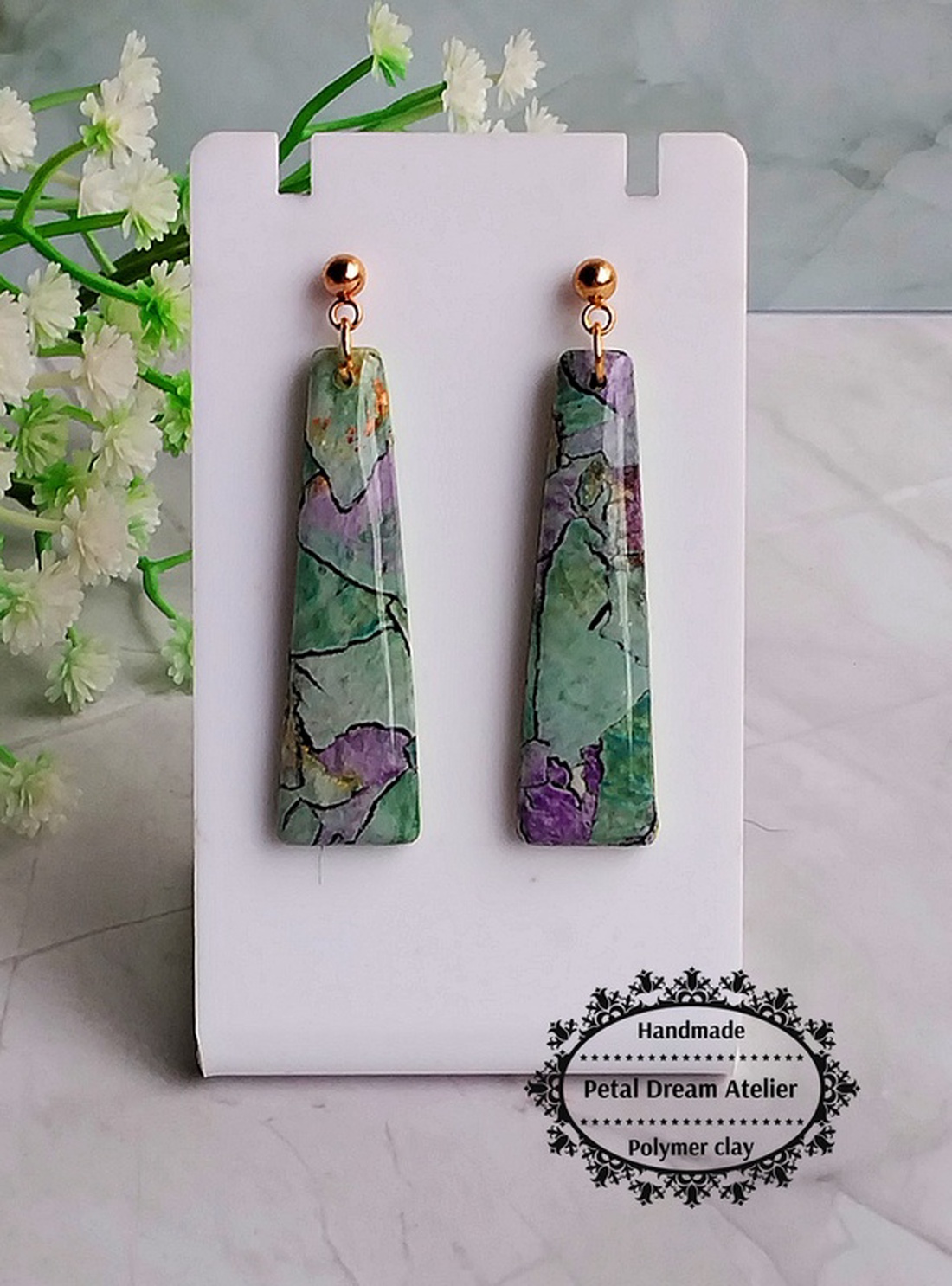 Cercei lungi cu rășină - bijuterii - cercei - cercei din rășină - Artynos.ro