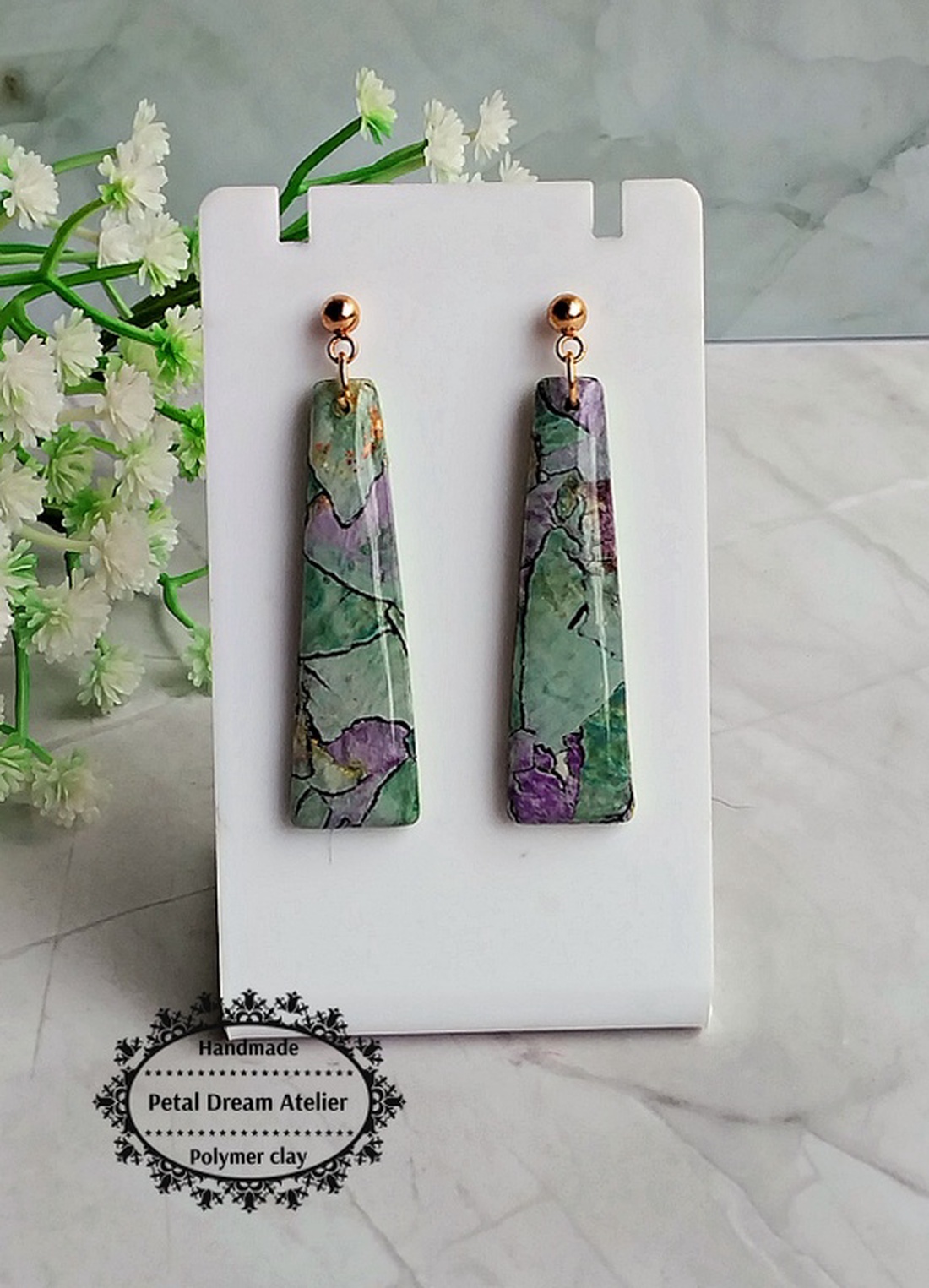 Cercei lungi cu rășină - bijuterii - cercei - cercei din rășină - Artynos.ro