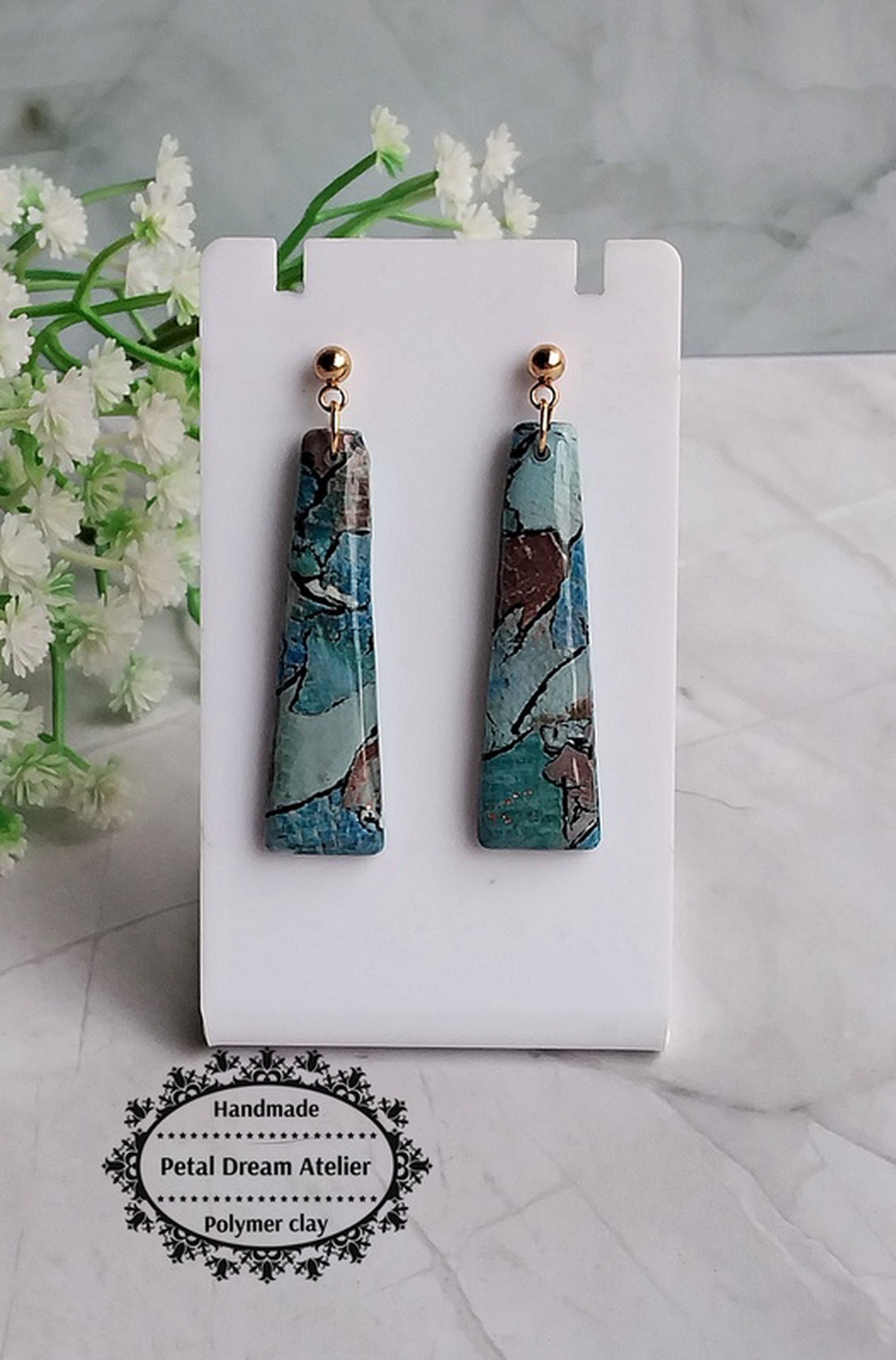 Cercei lungi cu rășină - bijuterii - cercei - cercei din rășină - Artynos.ro