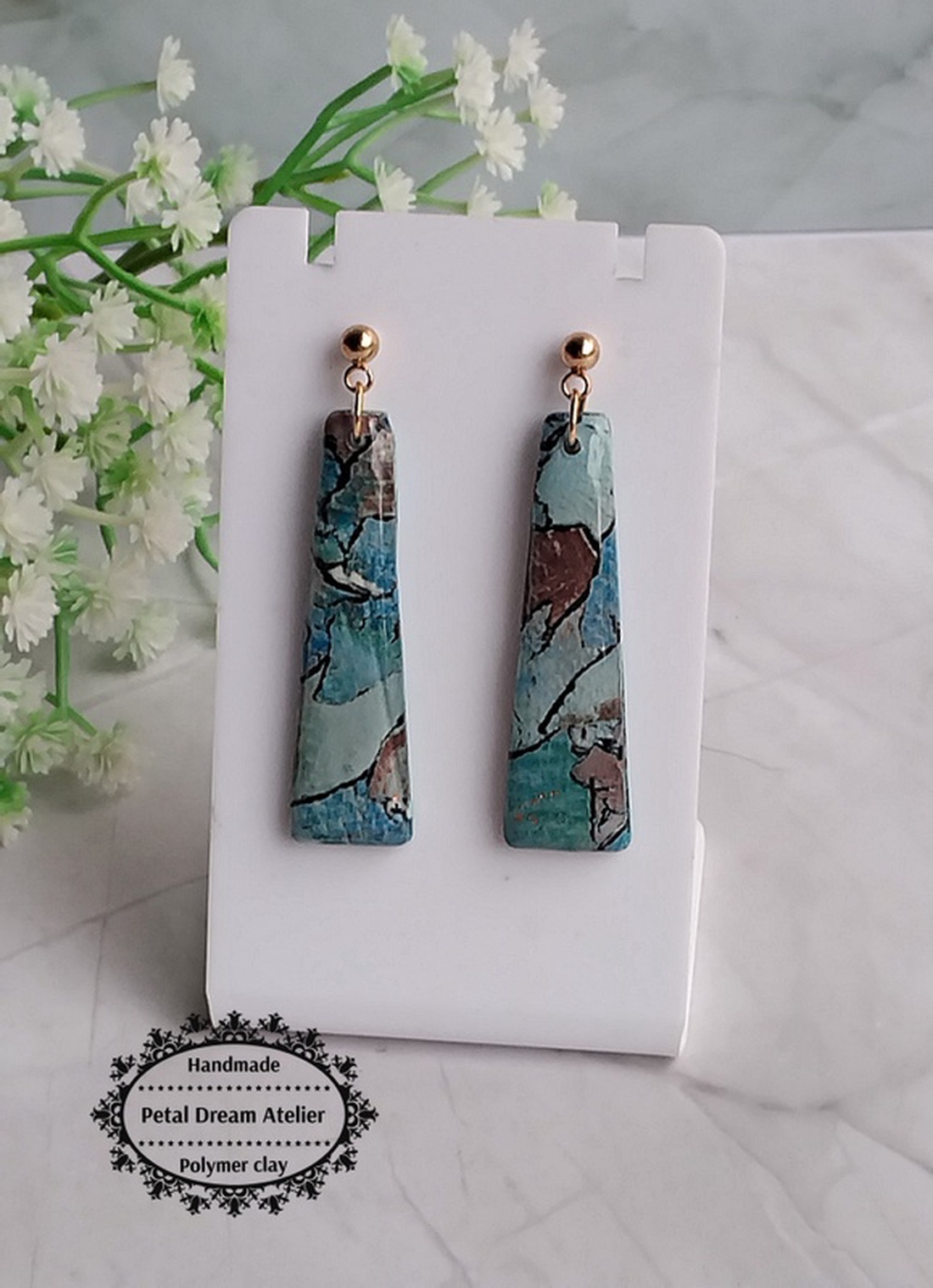 Cercei lungi cu rășină - bijuterii - cercei - cercei din rășină - Artynos.ro