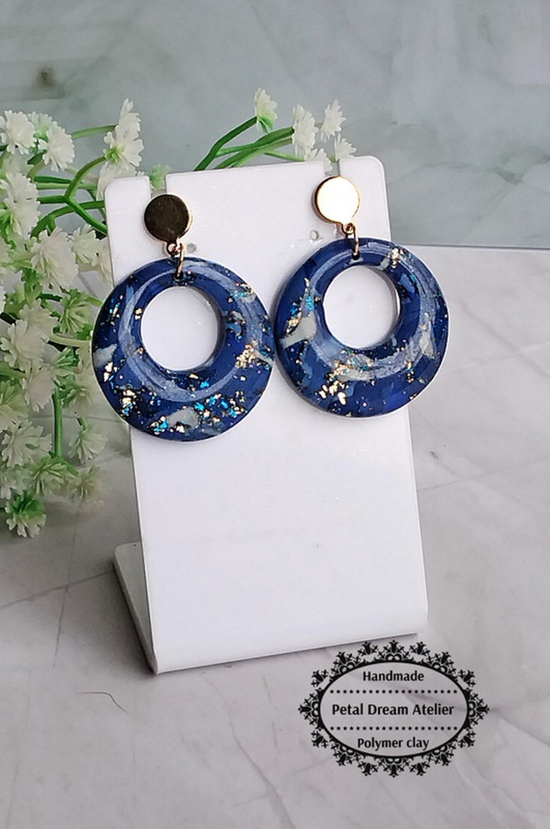 Cercei rotunzi cu rășină - bijuterii - cercei - cercei din rășină - Artynos.ro