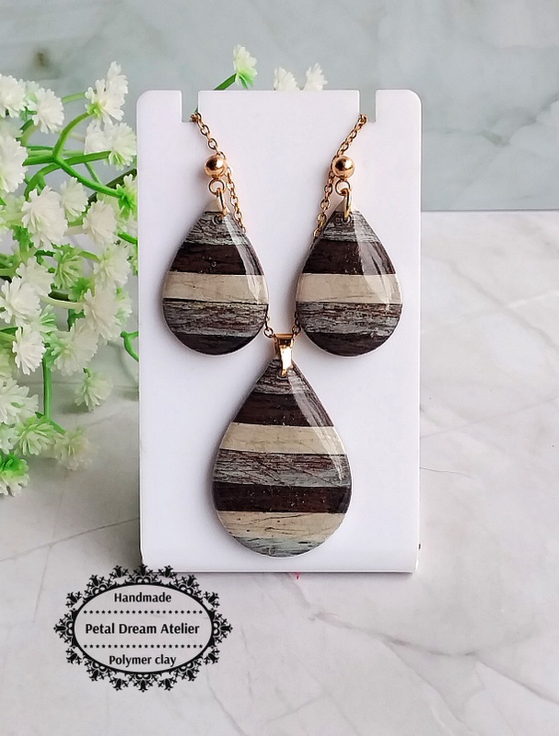 Set din lut polimeric și rășină - bijuterii - cercei - cercei din rășină - Artynos.ro