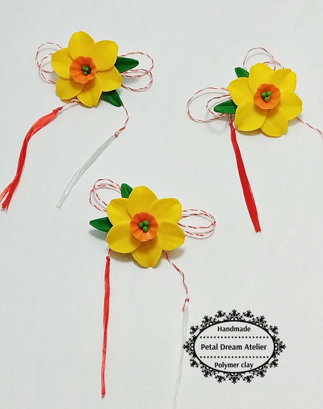 Broșă narcisă galbenă - bijuterii - mărțișor - Artynos.ro