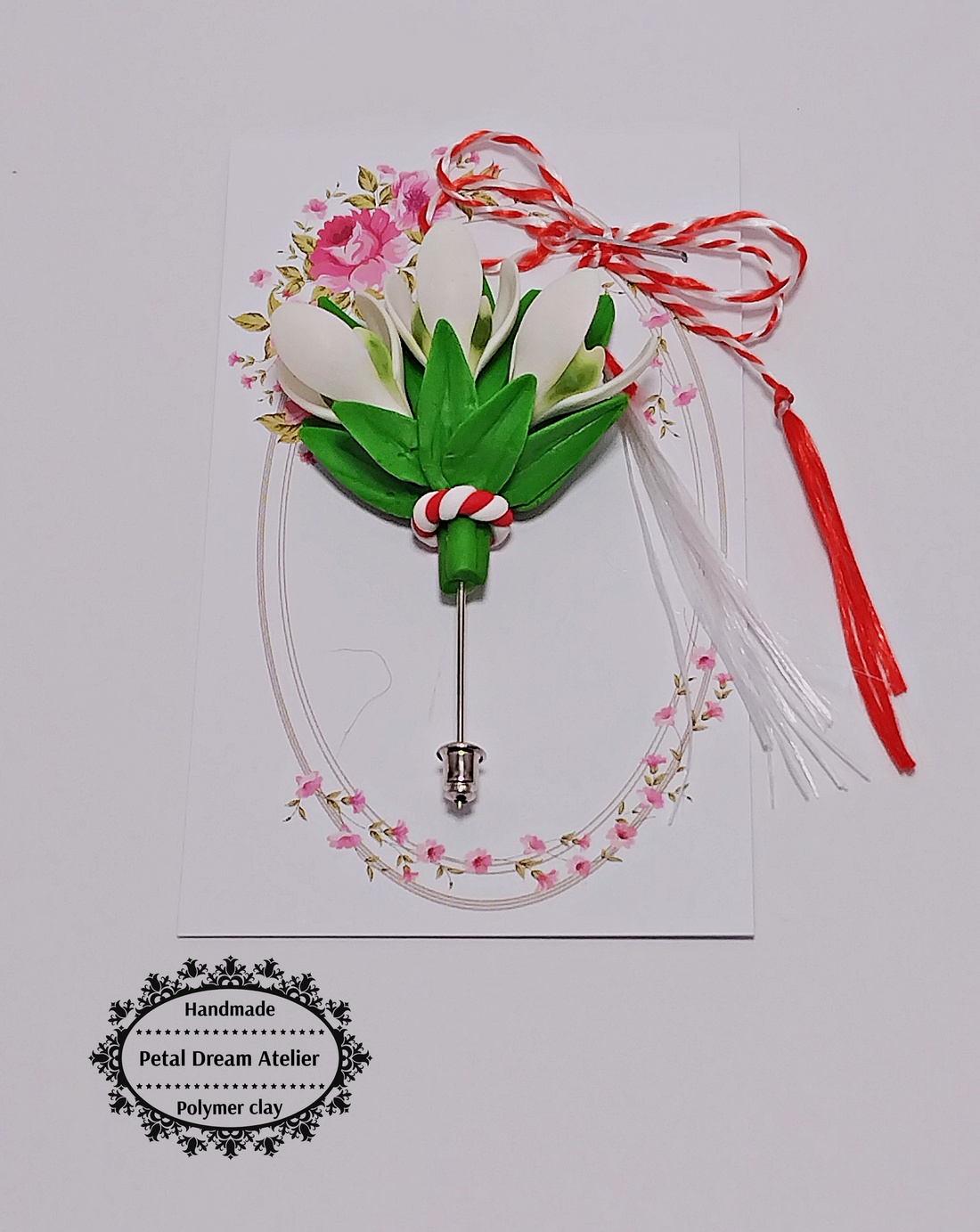 Broșă buchețel de ghiocei - bijuterii - mărțișor - Artynos.ro