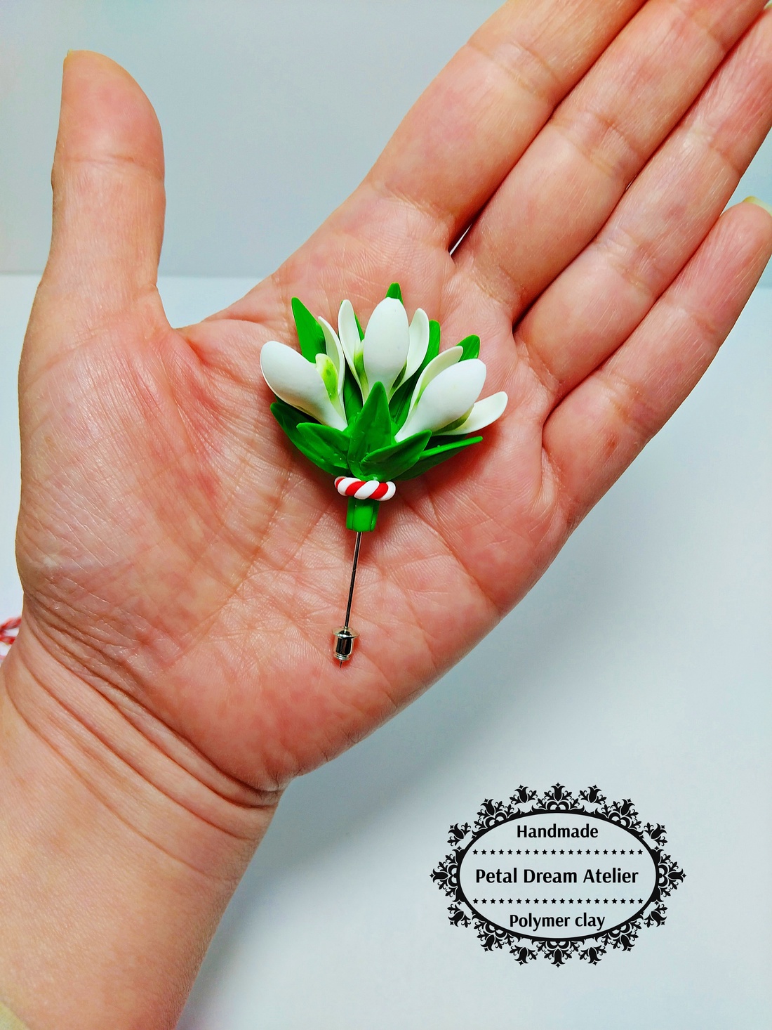 Broșă buchețel de ghiocei - bijuterii - mărțișor - Artynos.ro