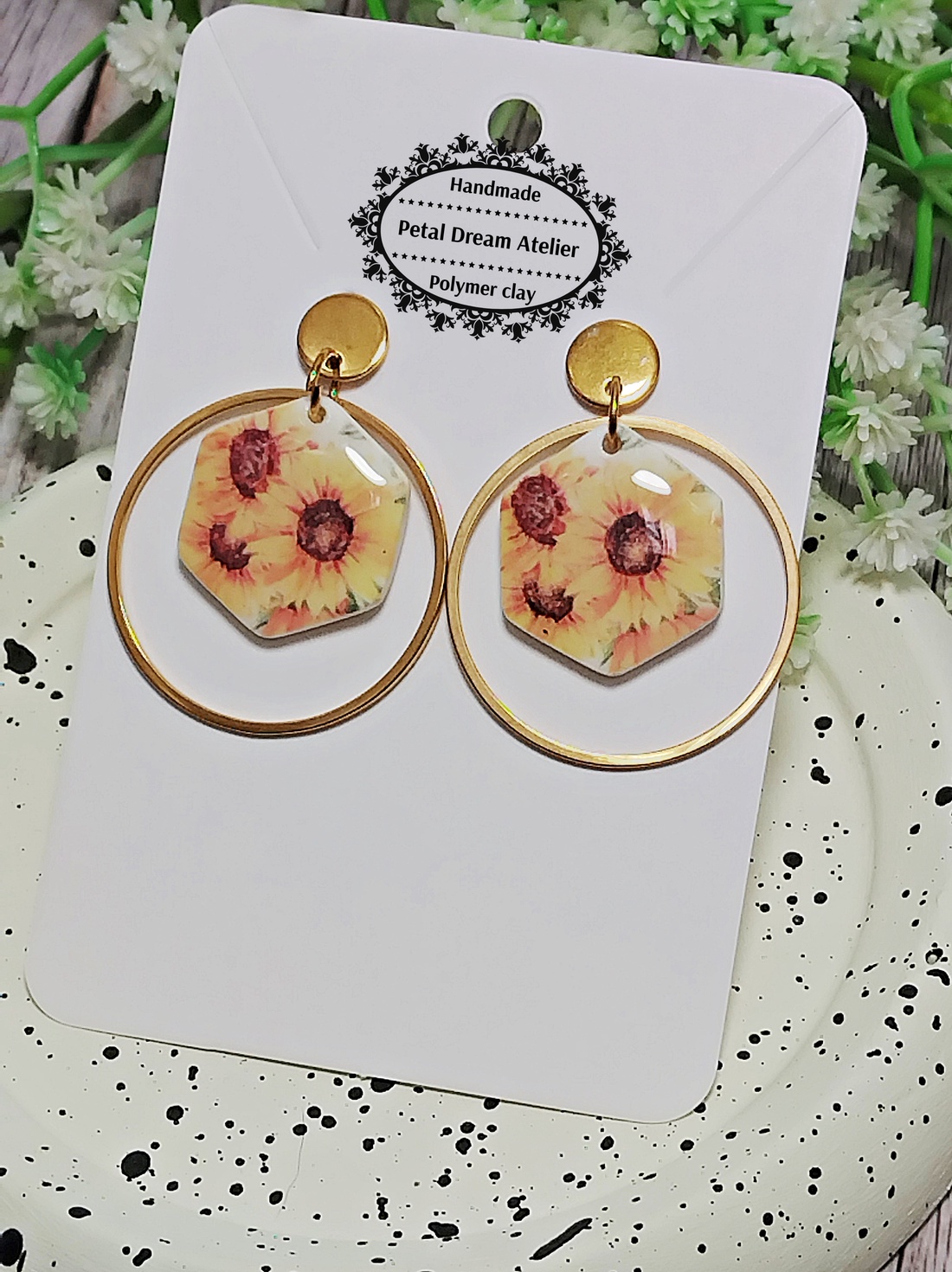 Cercei cu floarea-soarelui - bijuterii - cercei - cercei cu figurine - Artynos.ro