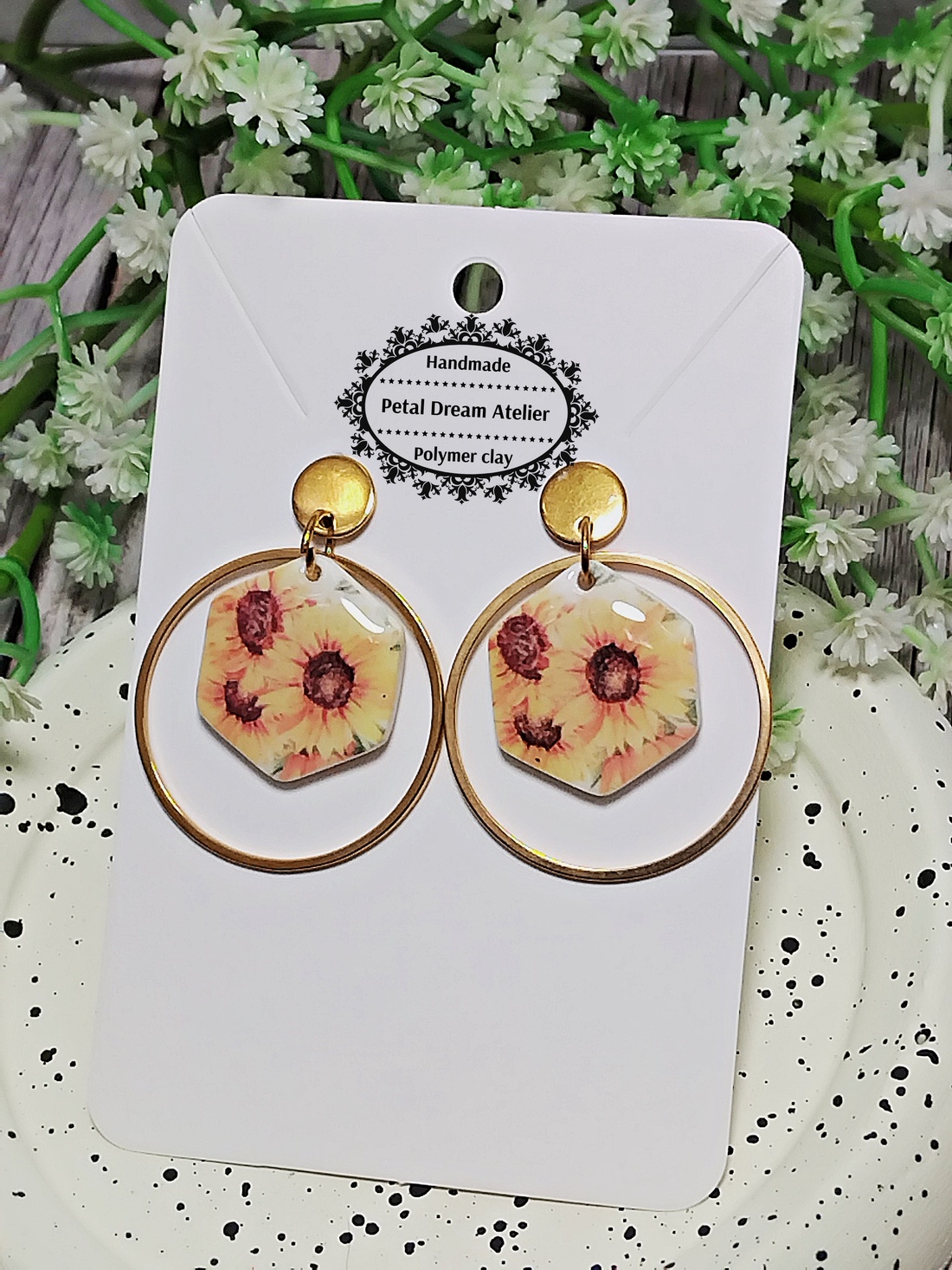 Cercei cu floarea-soarelui - bijuterii - cercei - cercei cu figurine - Artynos.ro